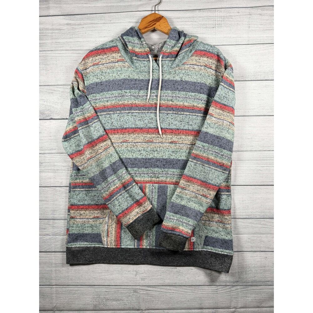 Departwest XL Multicolor Southwestern Striped Fleece Pullover Hoodie 4287